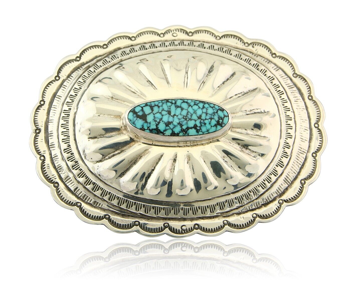 Navajo Belt Buckle 925 Sterling Silver Artist Signed Tony Guerro 2.5x3 in C.80's