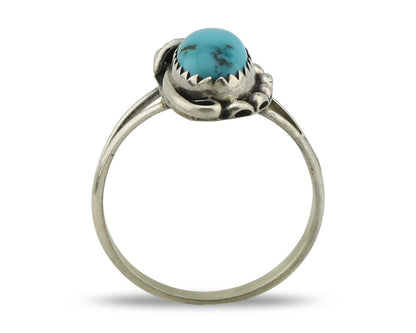Navajo Ring 925 Silver Sleeping Beauty Turquoise Artist Signed SC C.80's