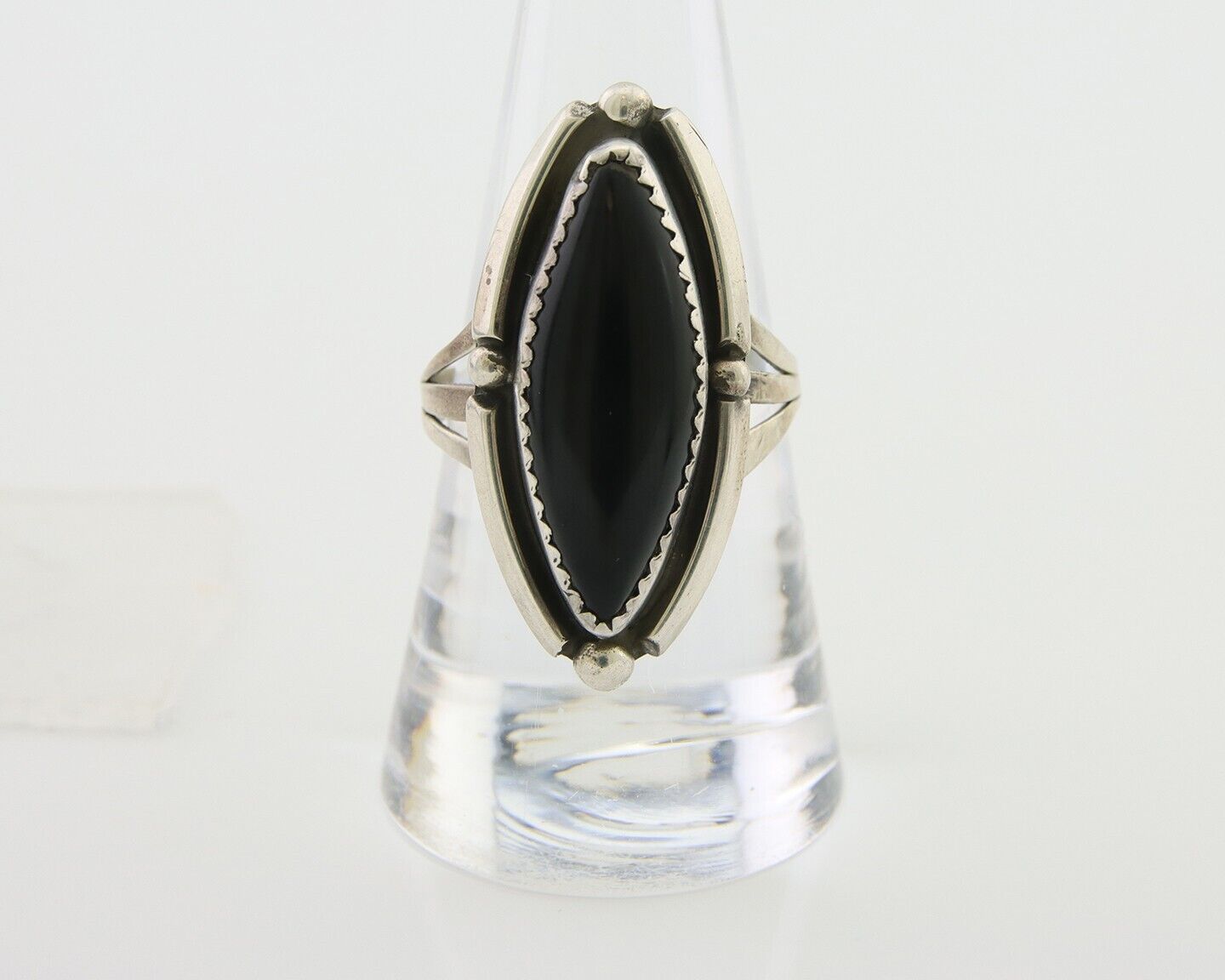 Navajo Handmade Ring 925 Silver Black Onyx Artist Signed SC C.80's