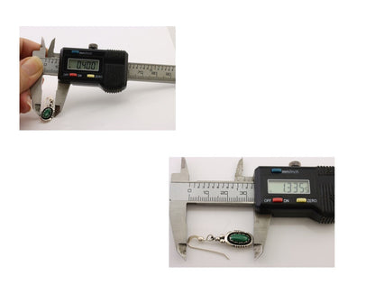 Navajo Dangle Earrings 925 Silver Natural Malachite Native American Artist C.80s