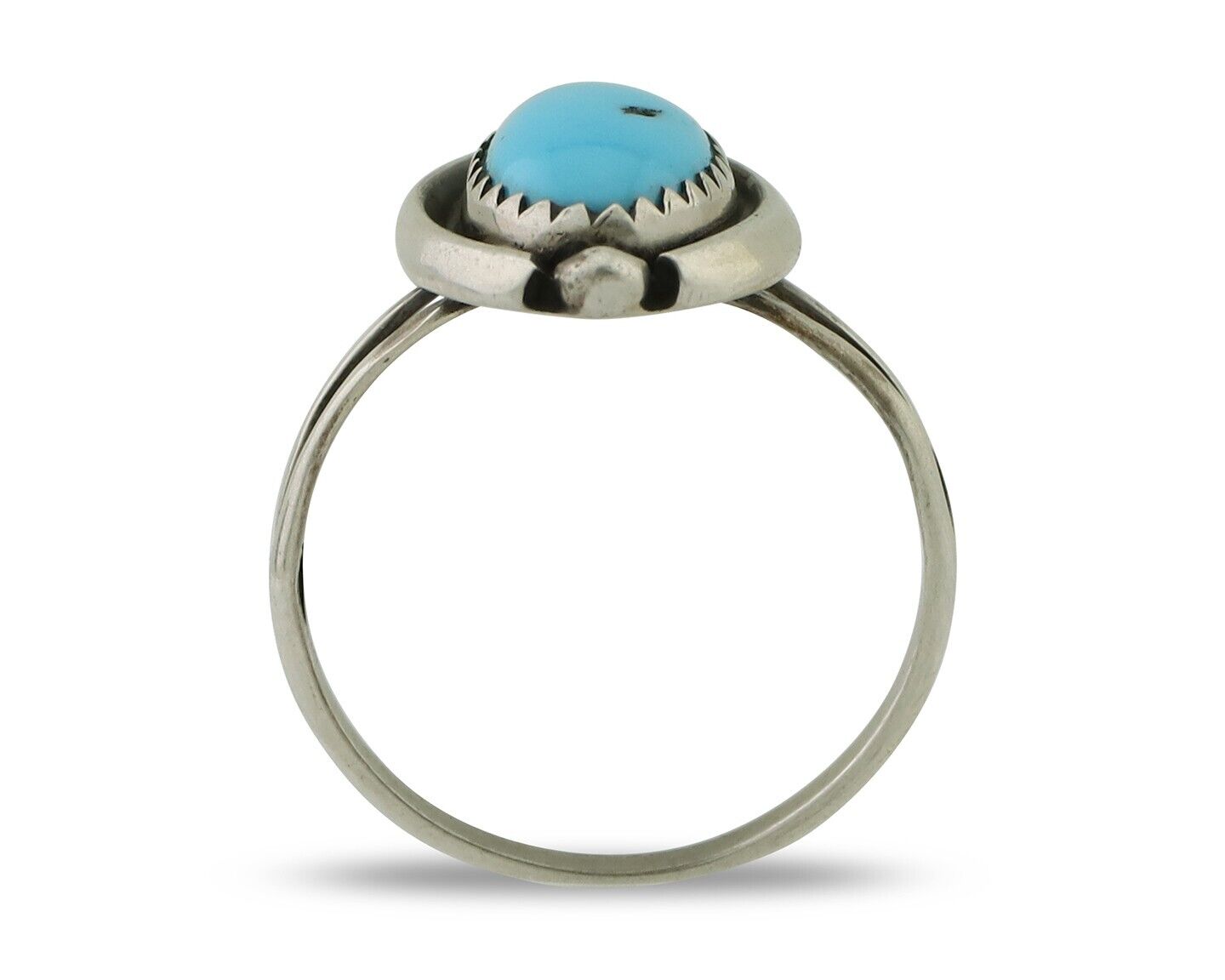 Navajo Ring 925 Silver Sleeping Beauty Turquoise Artist Signed SC C80s