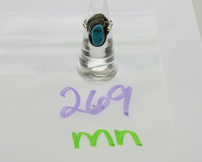 Navajo Ring .925 Silver Natural Slab Turquoise Signed Justin Morris C.80's