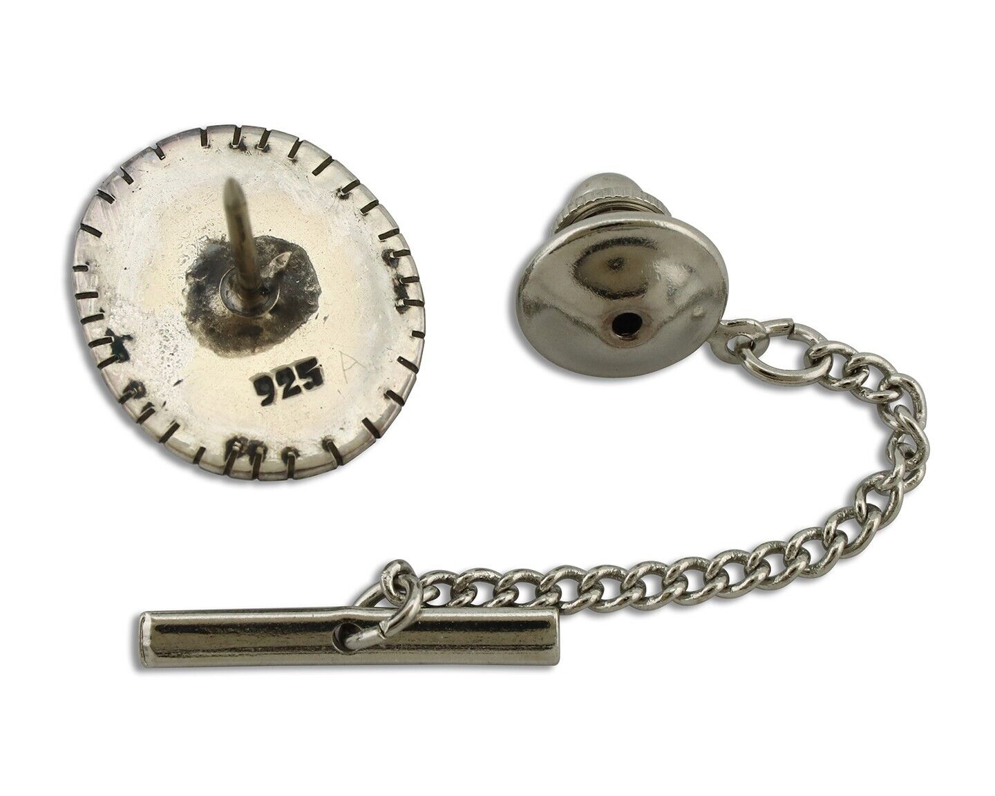 Navajo Tie Tack 925 Silver Natural Mined Turquoise Native American Artist C.80's