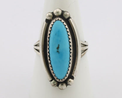 Navajo Ring .925 Silver Sleeping Beauty Turquoise Signed SkyStone Creations C80s
