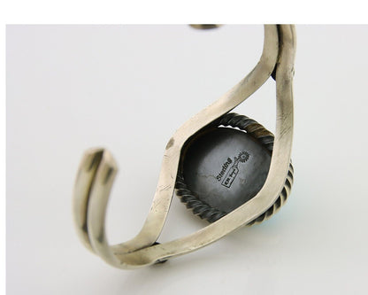 Navajo Bracelet 925 Silver Cuff Turquoise Handmade Artist Signed MM Rogers C80's