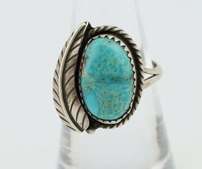 Navajo Handmade Ring 925 Silver Natural Turquoise Artist Signed IJC C.80's
