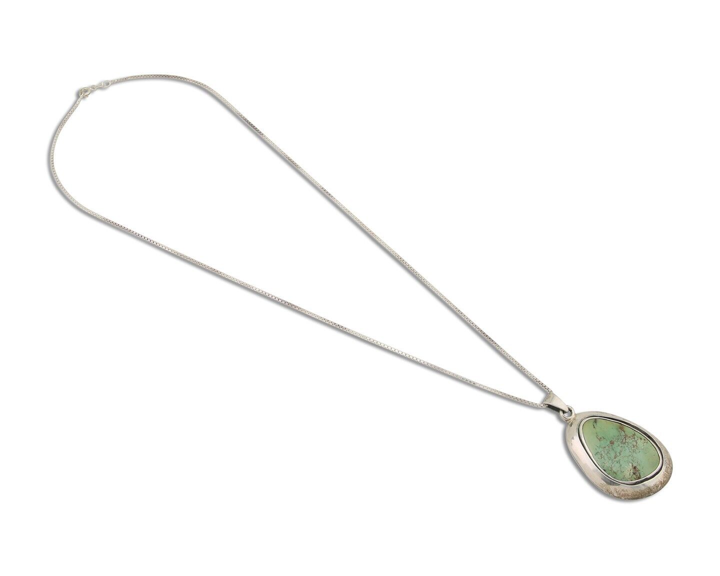 Navajo Necklace 925 Silver Natural Green Turquoise Native American Artist C.80's