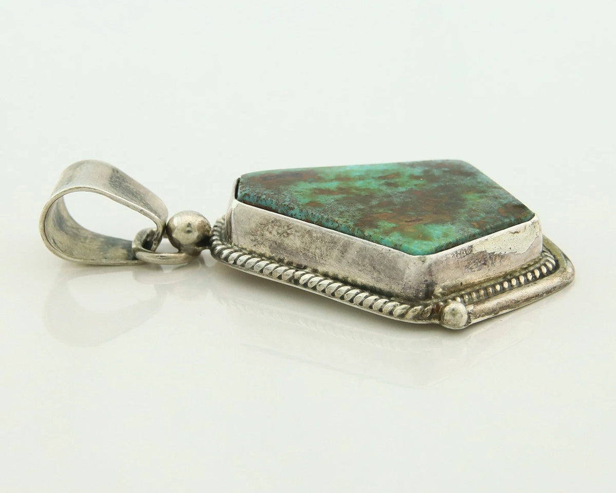 Navajo Pendant 925 Sterling Silver Natural Turquoise Vintage Artist Signed BKF