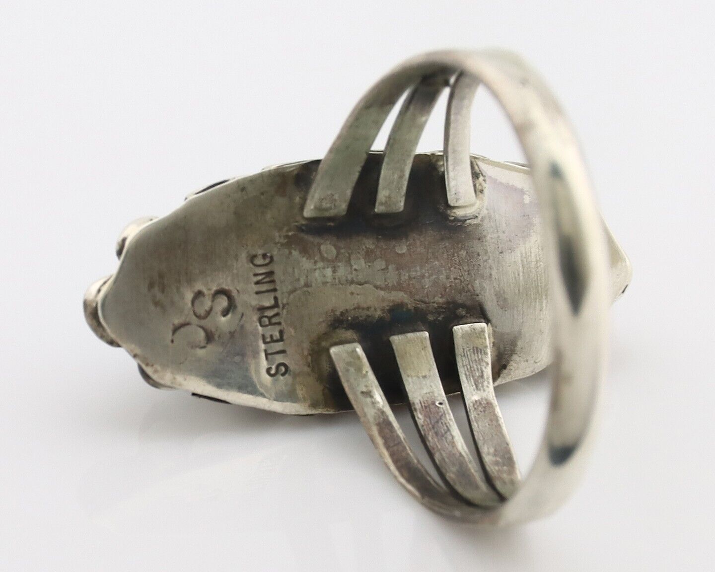 Navajo Ring .925 Silver Sleeping Beauty Turquoise Signed SkyStone Creations C80s