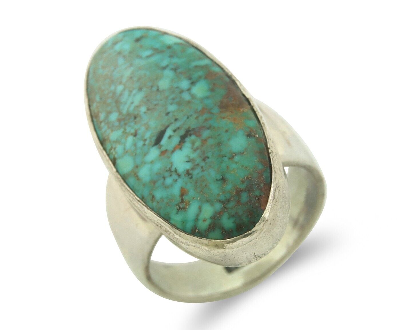 Navajo Men Ring 925 Sterling Natural Blue Turquoise Signed M Montoya C.80's