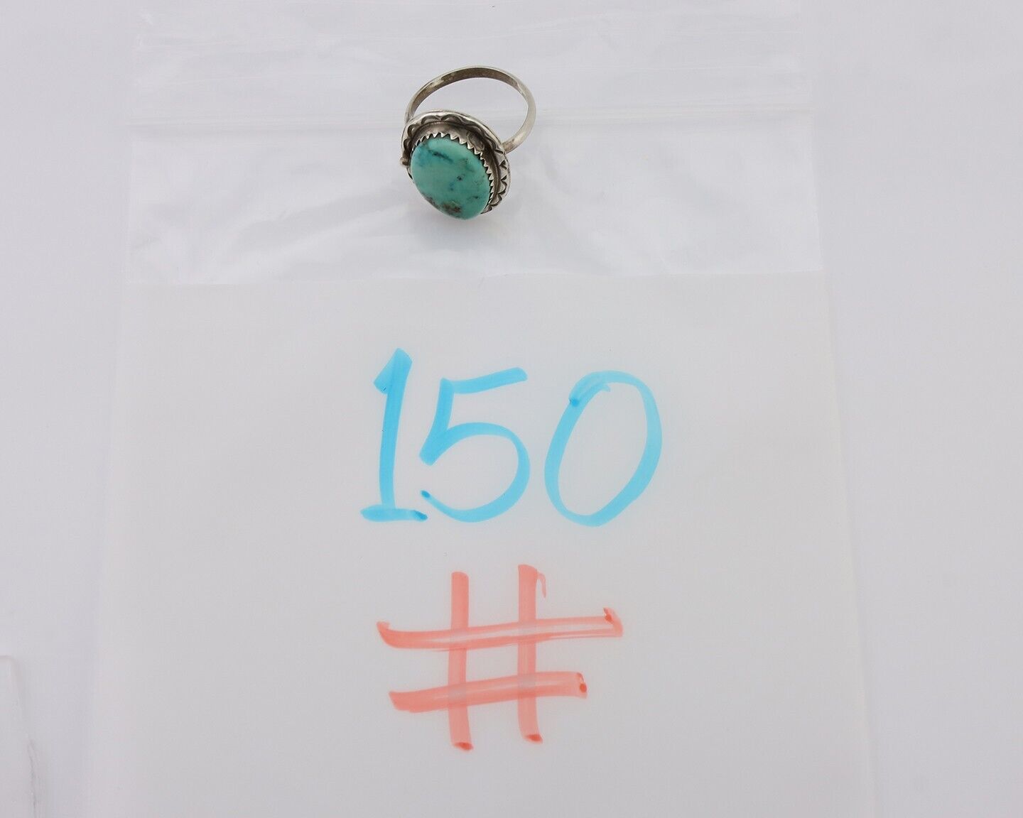 Navajo Ring 925 Silver Natural Turquoise Native American Artist C.80's