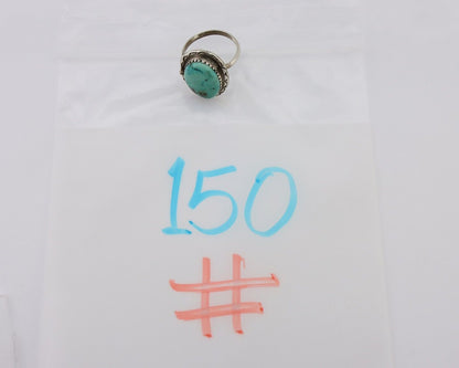 Navajo Ring 925 Silver Natural Turquoise Native American Artist C.80's