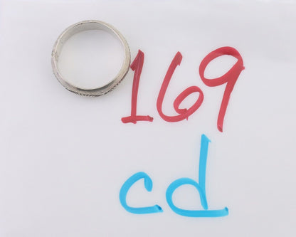 Navajo Hand Stamped Band 925 Silver 6.0 mm Signed Larry Chavez Size 9.25 C.80's