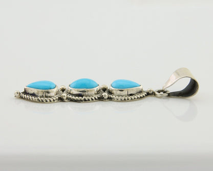 Navajo Necklace 925 Silver Natural Turquoise Artist Kathllen Chavez C.80's
