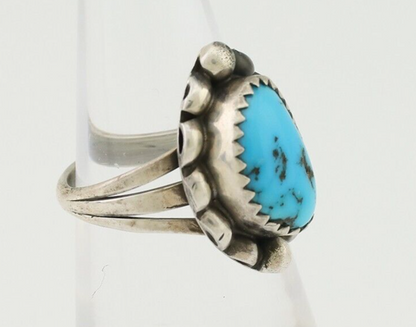 Navajo Ring 925 Silver Sleeping Beauty Turquoise Artist Signed SC C.80's