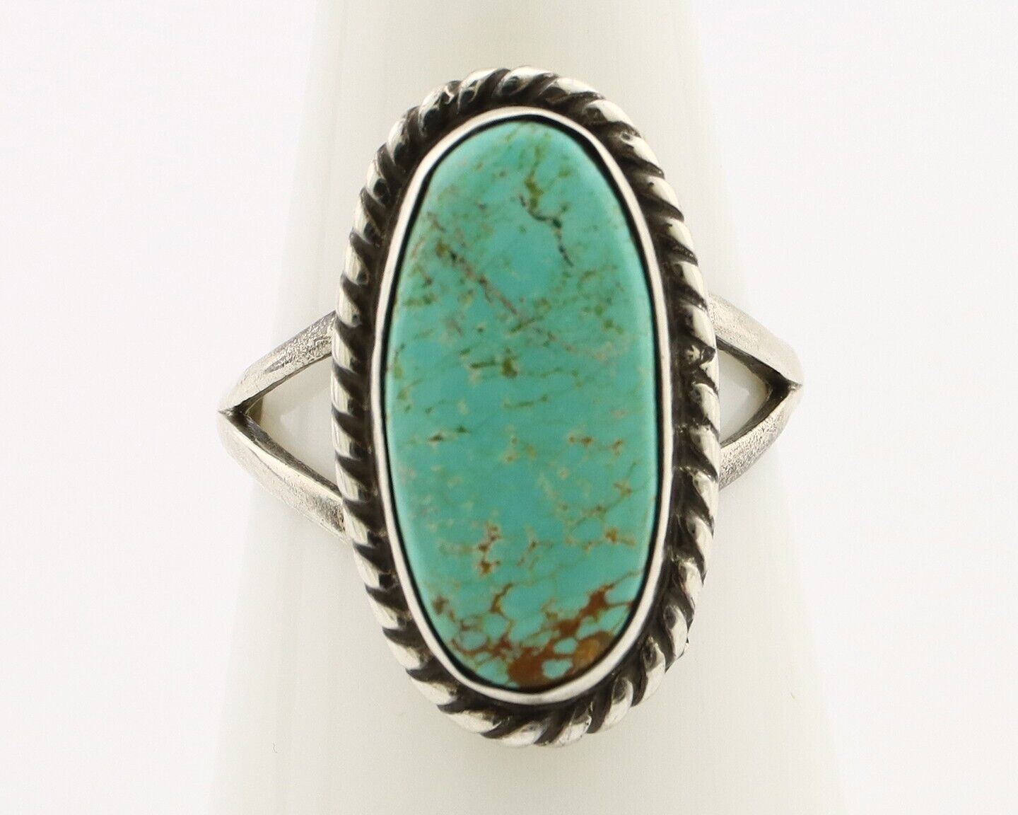 Navajo Ring 925 Silver Natural Kingman Turquoise Artist Signed M Montoya C.80's
