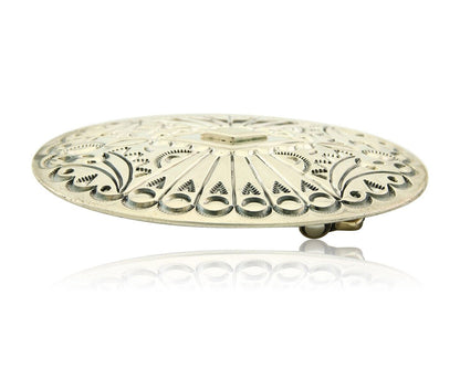 Navajo Belt Buckle 925 Sterling Silver Artist Signed Tim Guerro 2.5x3 in C.80's