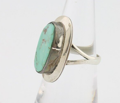 Navajo Ring 925 Silver Kingman Turquoise Artist Signed Kachina C.80's