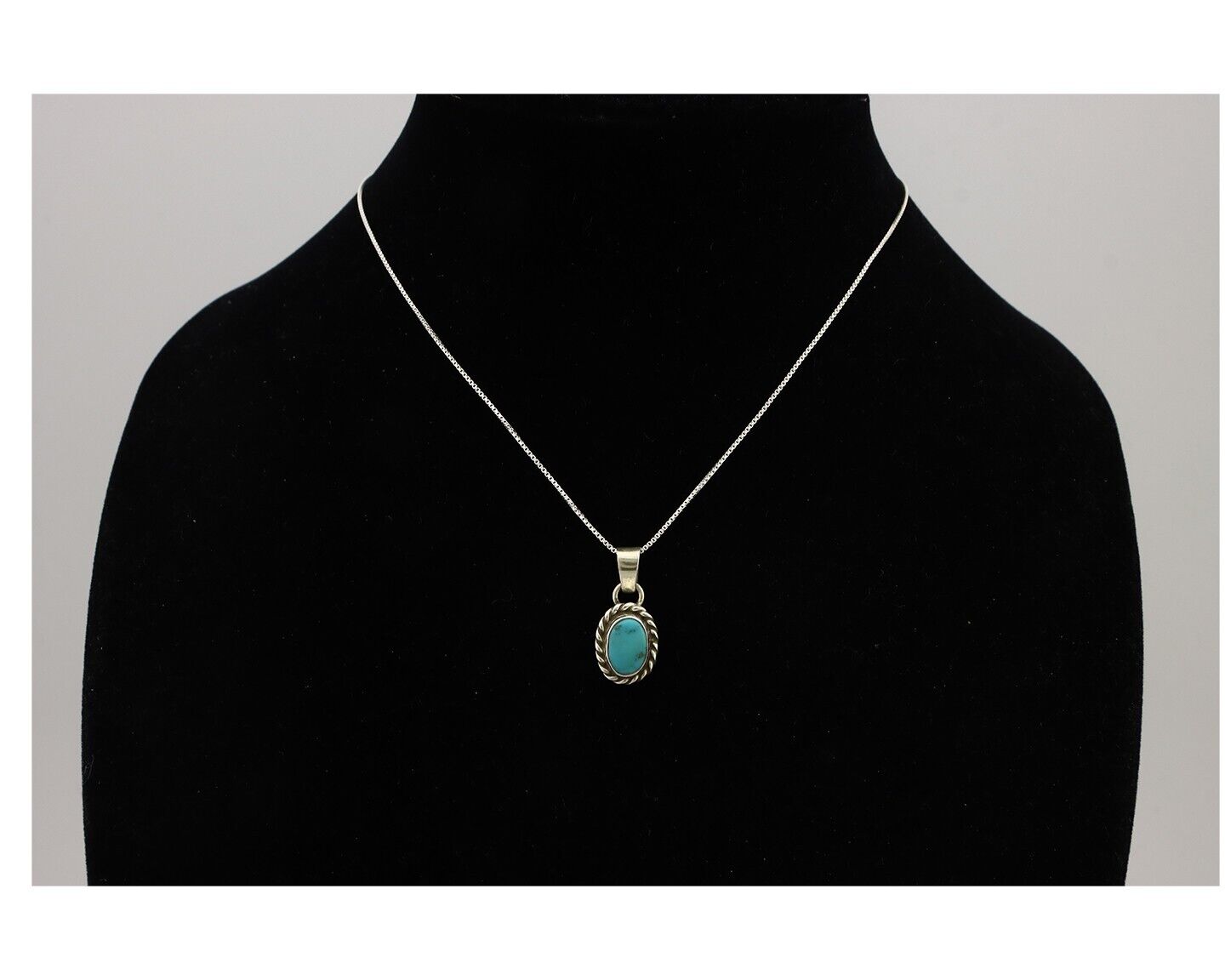 Navajo Necklace 925 Silver Natural Kingman Turquoise Native Artist C.2008