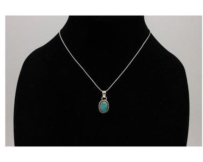 Navajo Necklace 925 Silver Natural Kingman Turquoise Native Artist C.2008