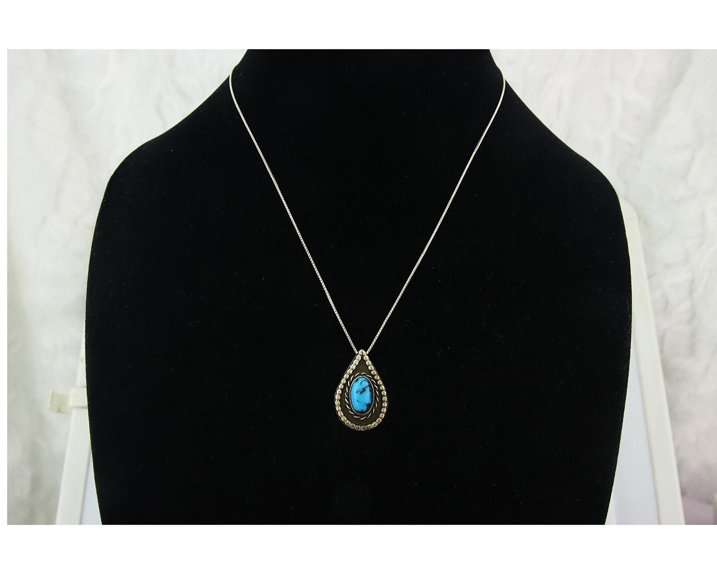 Navajo Sterling Silver Necklace Authentic Turquoise Vintage Handmade