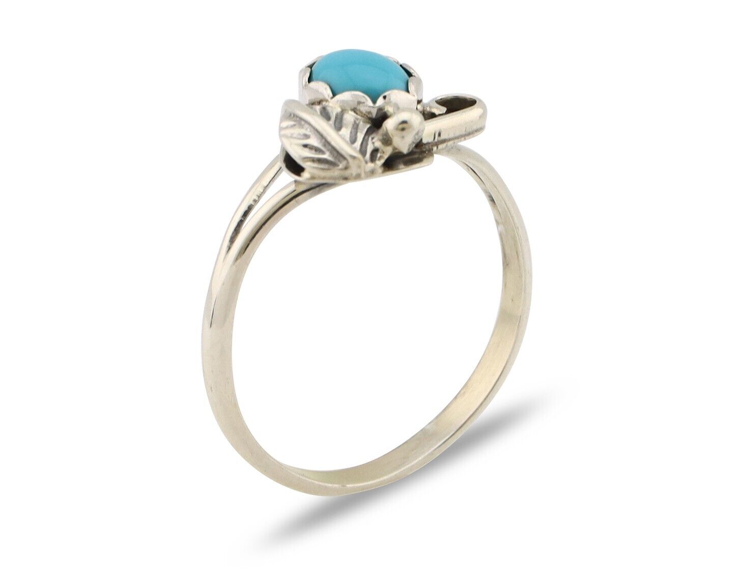 Navajo Ring .925 Silver Sleeping Beauty Turquoise Native American Artist C.80's