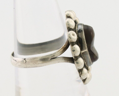 Navajo Handmade Ring 925 Silver Natural Fire Opal Native Artist Size 7.5 C.80's