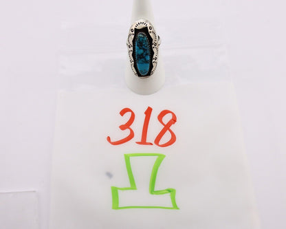 Navajo Ring 925 Silver Blue Spiderweb Turquoise Native American Artist C.80's