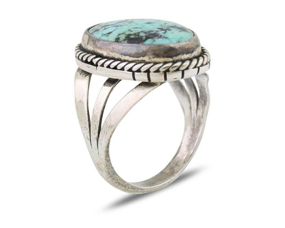 Navajo Ring 925 Silver Turquoise Native American Artist Size 7.75 C.80's