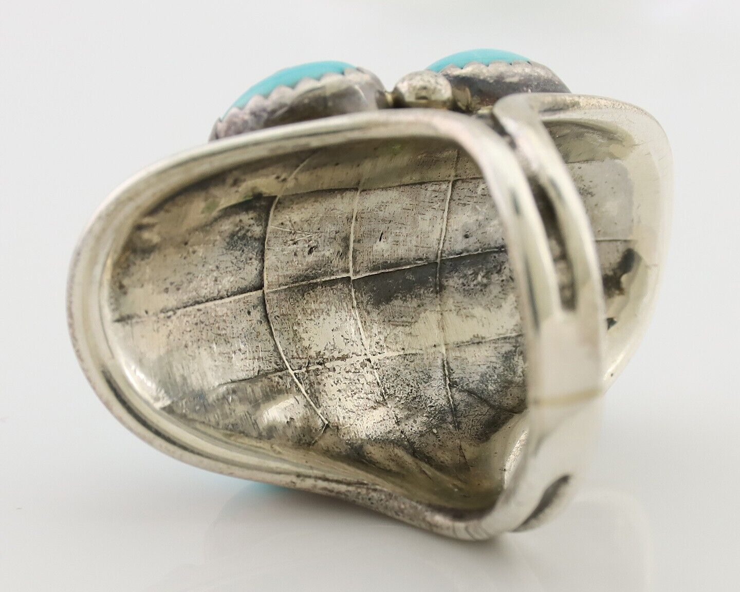 Navajo Handmade Ring 925 Silver Kingman Turquoise Native American C.80's