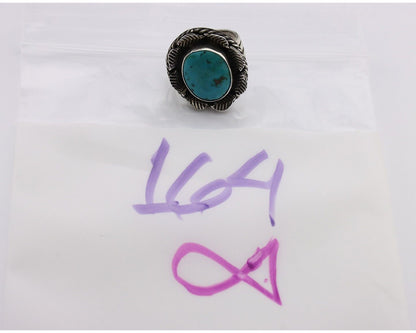 Navajo Ring 925 Silver Blue Turquoise Artist Signed DC C.80's