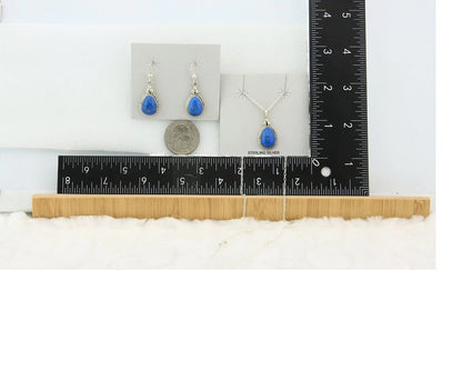 Navajo Necklace Earring Set Sterling Silver Natural Denim Lapis Artist Signed M