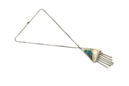 Navajo Necklace 925 Silver Natural Turquoise Artist Signed MT C.80's
