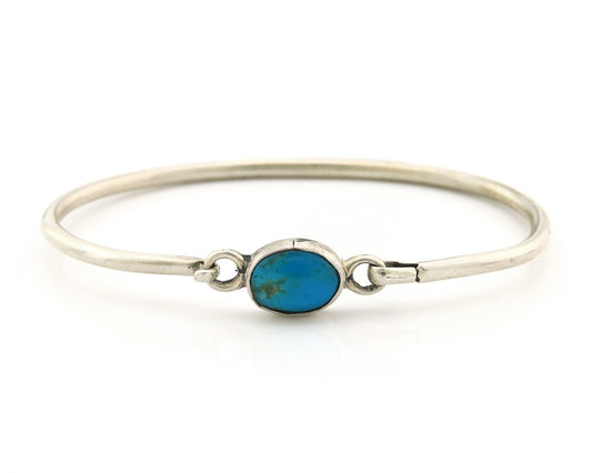 Navajo Bracelet Sterling Silver Blue Turquoise Artist Signed Montoya