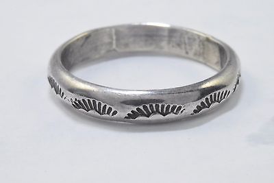 Navajo Indian .925 Solid Sterling Silver Band Hand Stamped Handmade Ring