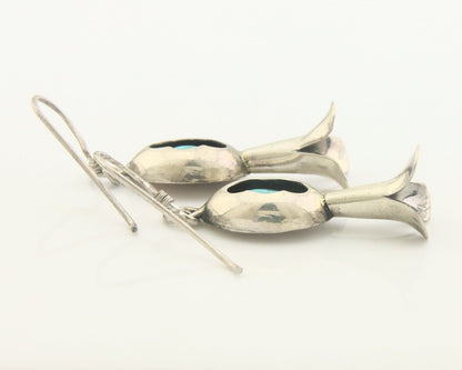 Navajo Squash Earrings 925 Silver Natural Turquoise Native American Artist C80s