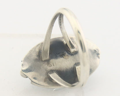 Navajo Ring 925 Sterling Natural Turquoise Native Artist C.80's Size 5.0