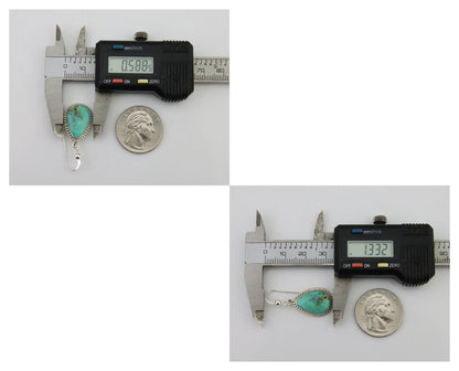 Navajo Dangle Earrings 925 Silver Natural Turquoise Artist Signed Montoya C.80's