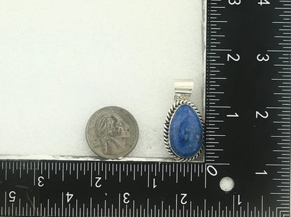 Navajo 925 Sterling Silver Pendant Signed M Sterling Hand Stamped Natural Lapis