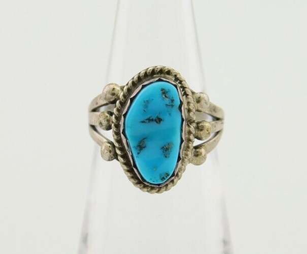 Navajo Handmade Ring 925 Silver Sleeping Beauty Artist C.80's