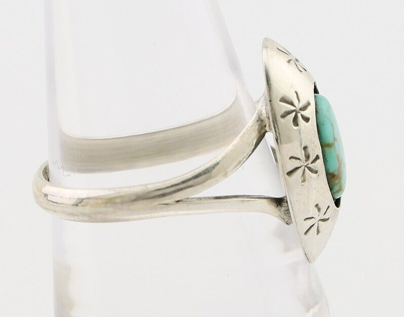 Navajo Ring 925 Silver Kingman Turquoise Native American Artist C.80's