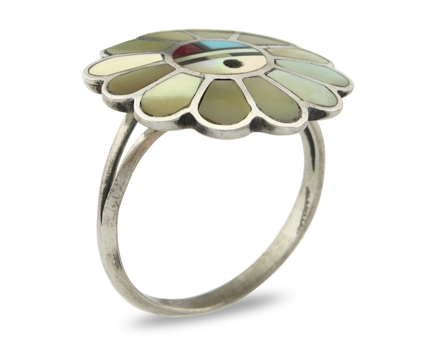 Vintage Zuni Ring 925 Sterling Silver Natural Gemstone Size 7.25