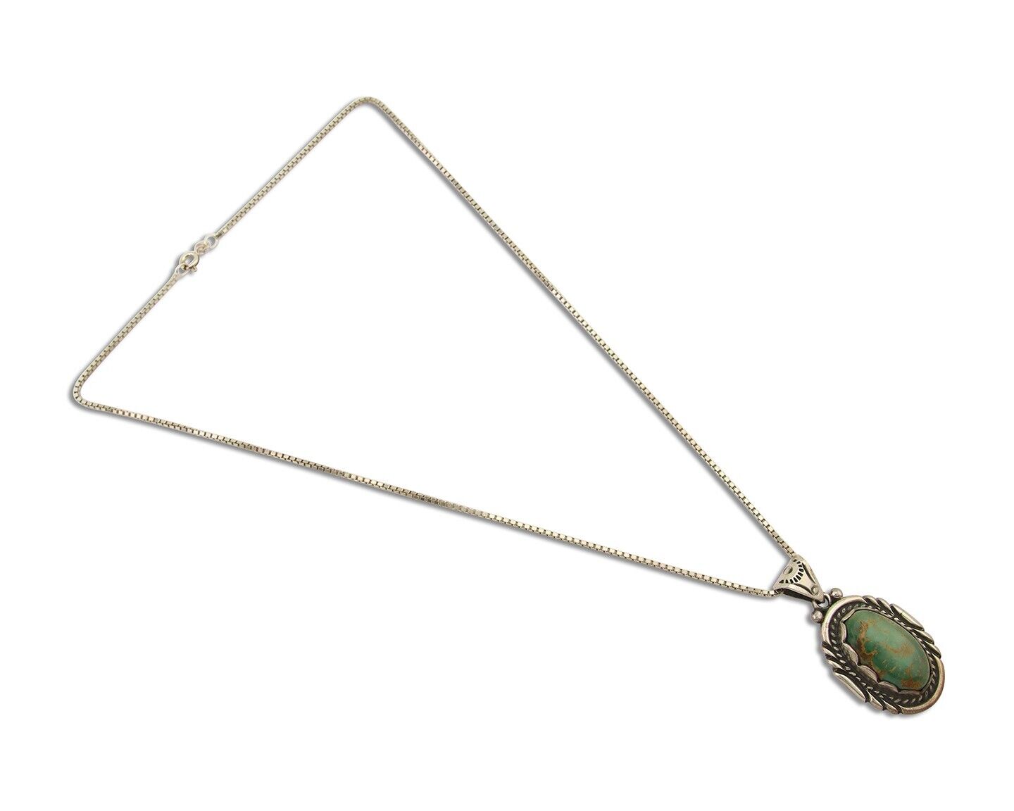 Navajo Necklace 925 Silver Natural Turquoise Artist Signed Sunrise C.80's