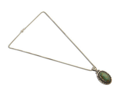 Navajo Necklace 925 Silver Natural Turquoise Artist Signed Sunrise C.80's