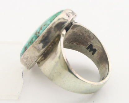Navajo Ring 925 Sterling Turquoise Handmade Signed M Montoya C.80's Sz 9.0