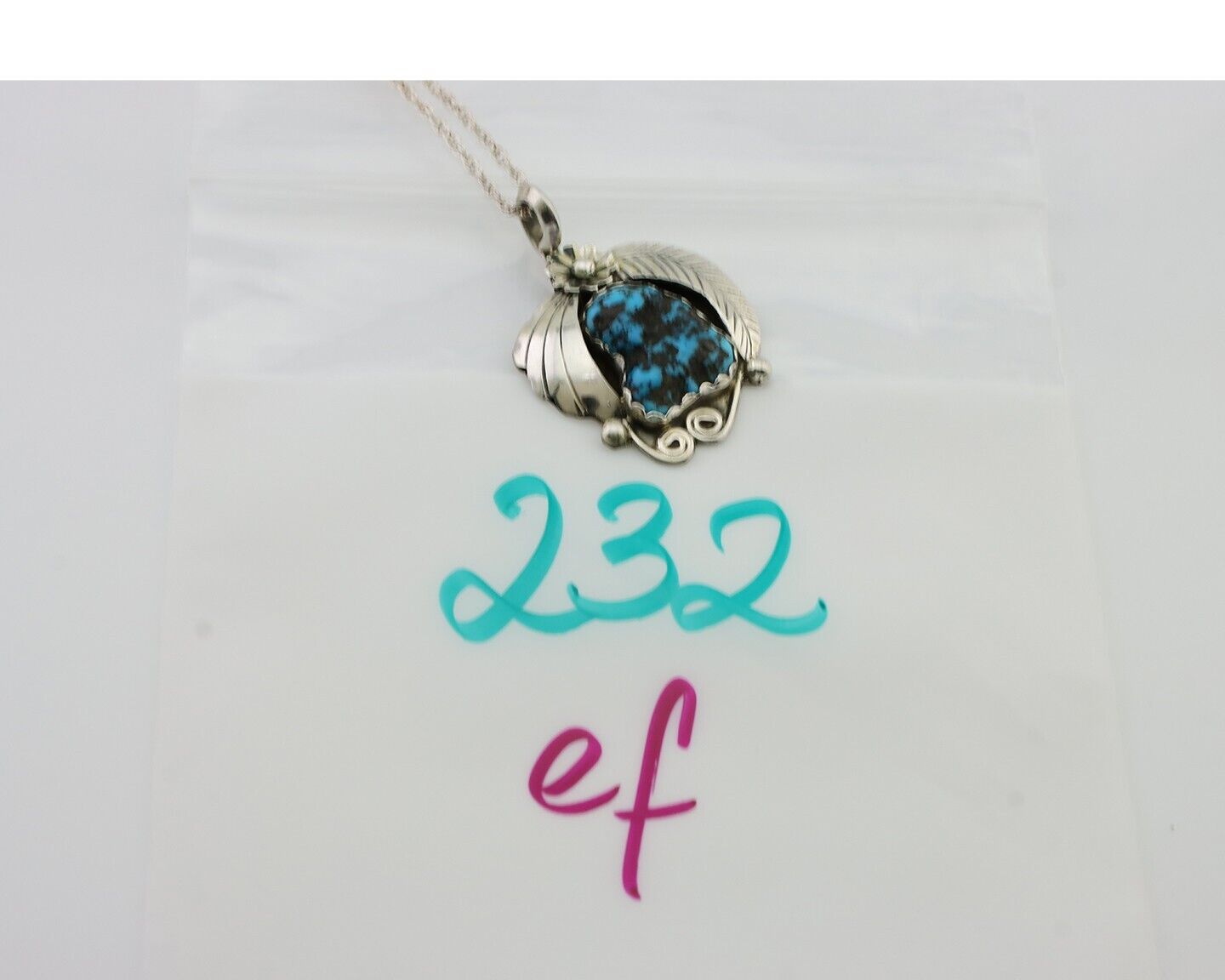 Navajo Turquoise Necklace 925 Silver Native American Artist C.80's