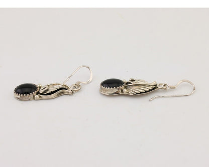 Navajo Dangle Earrings 925 Silver Black Onyx Native American Artist C.80's