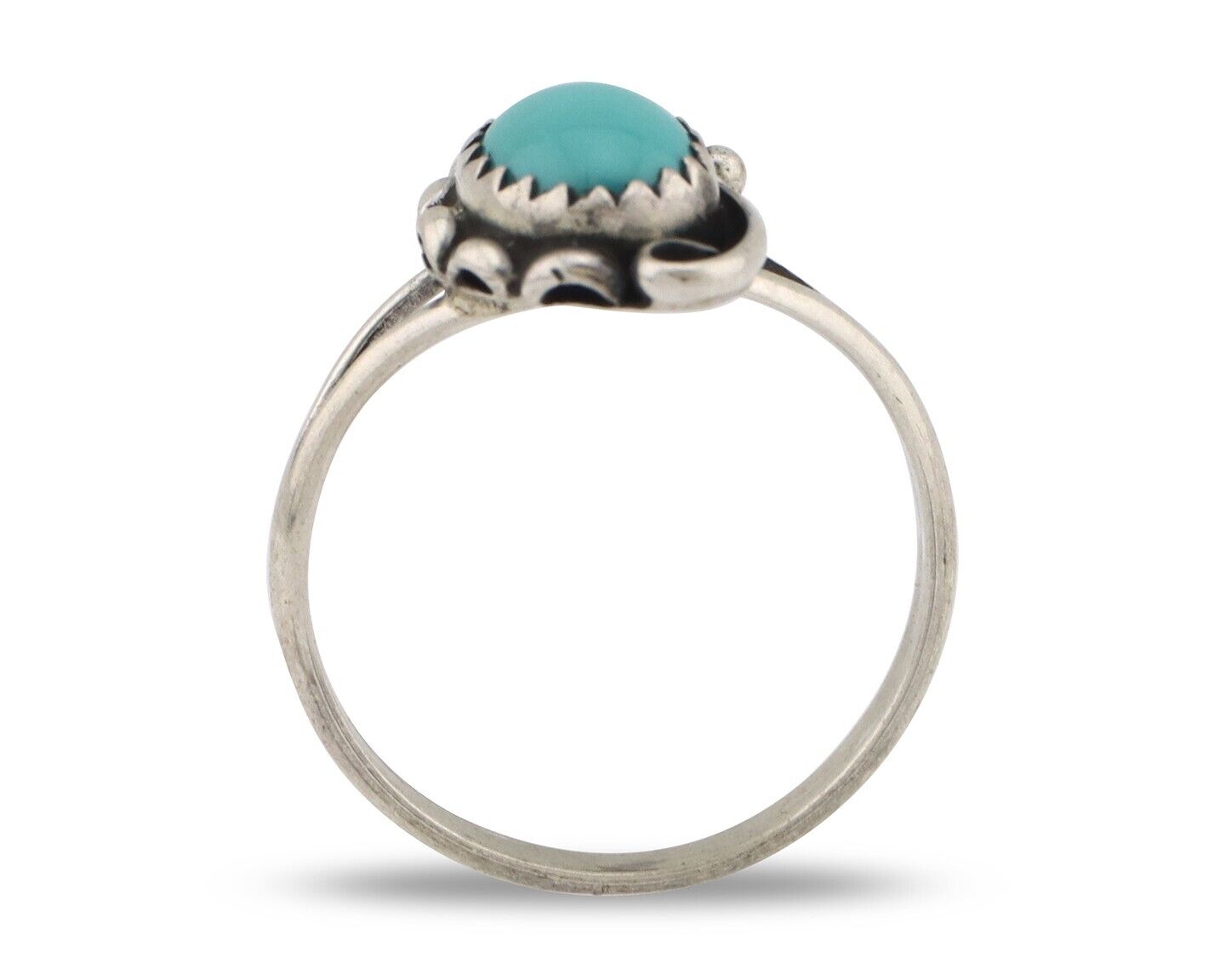 Navajo Ring 925 Silver Sleeping Beauty Turquoise Native American Artist C.80's