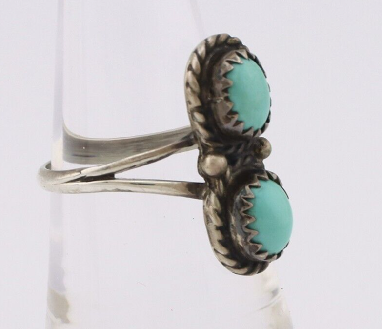 Navajo Ring 925 Silver Sleeping Beauty Turquoise Native American Artist C.80's