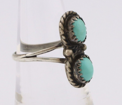 Navajo Ring 925 Silver Sleeping Beauty Turquoise Native American Artist C.80's